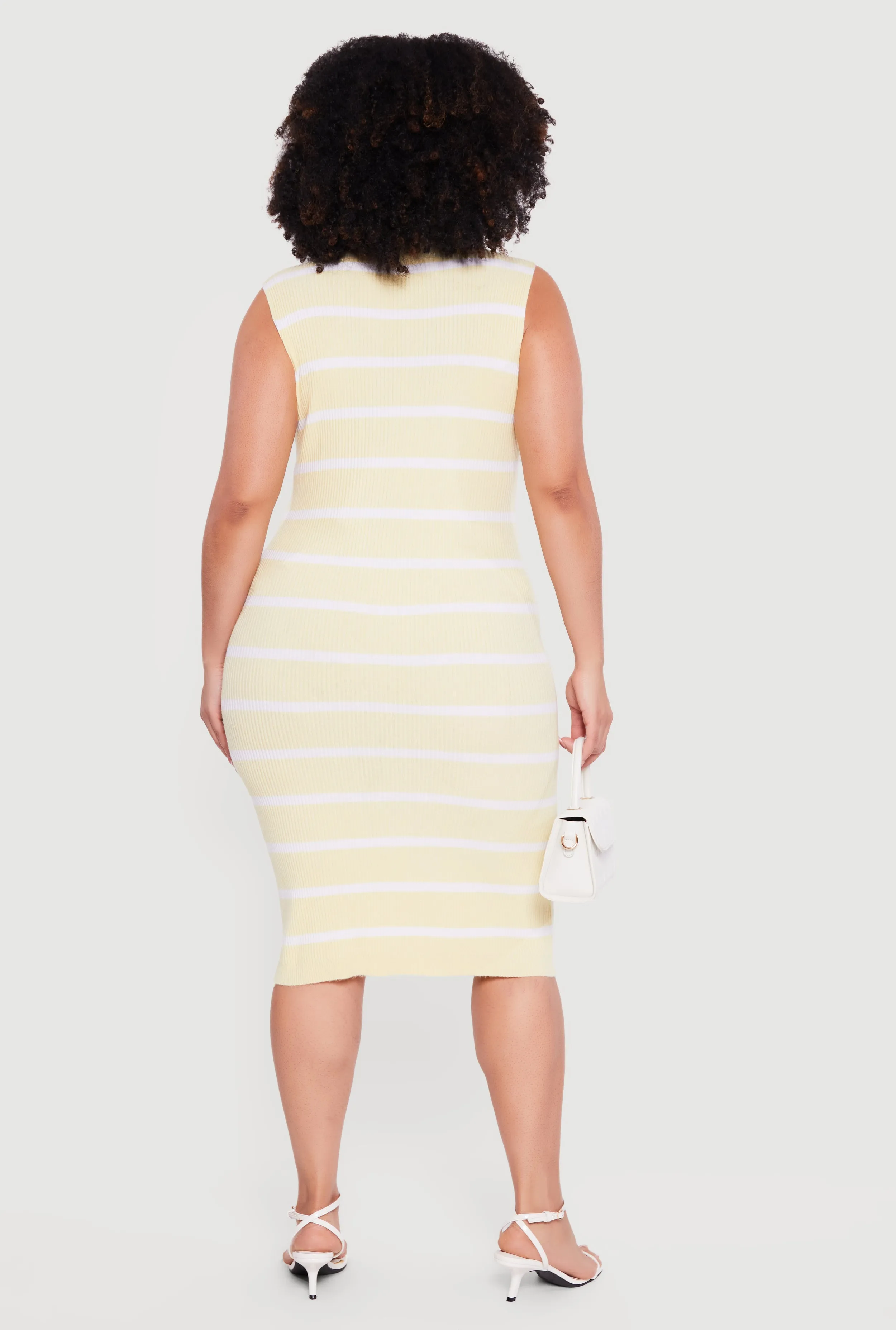 Plus Size Striped Rib Knit Sleeveless Mock Neck Midi Dress sold by Rainbow product image thumbnail 3