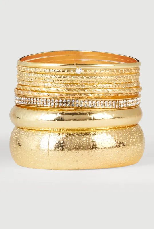 Assorted Textured Bangles Set of 10 sold by Rainbow