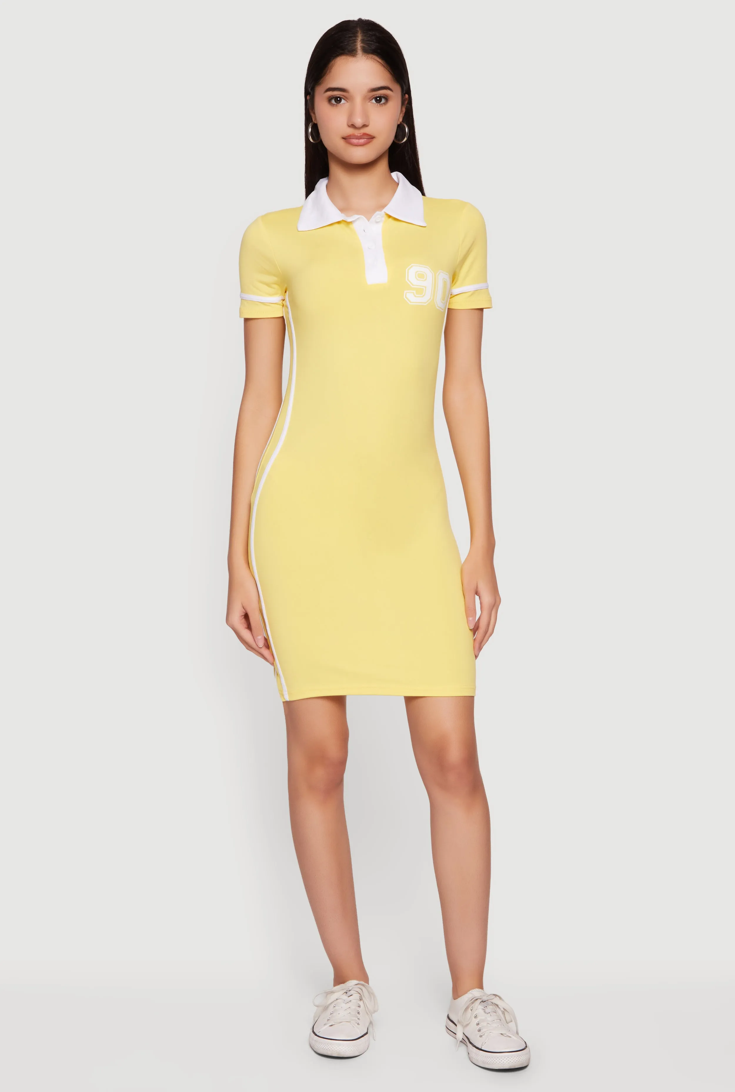 90 Graphic Varsity Stripe Side Polo Dress sold by Rainbow product image thumbnail 2