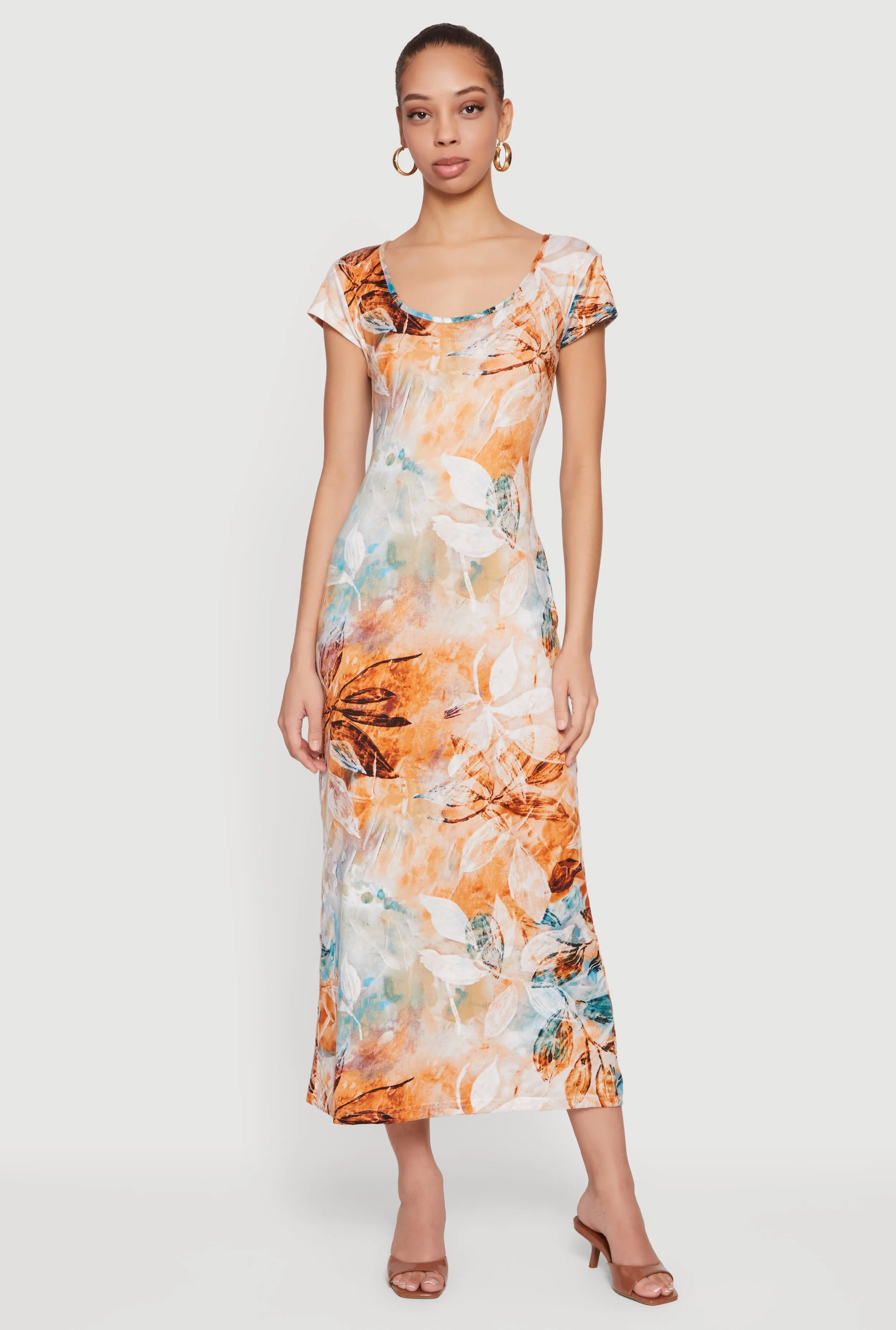 Floral Short Sleeve Scoop Neck Maxi Dress sold by Rainbow