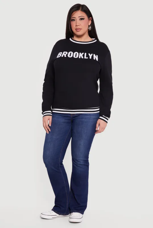 Plus Size Brooklyn Chenille Graphic Sweatshirt sold by Rainbow