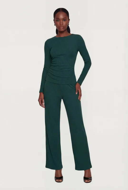 Ribbed Knit Pull On Wide Leg Pants made by Haute Monde