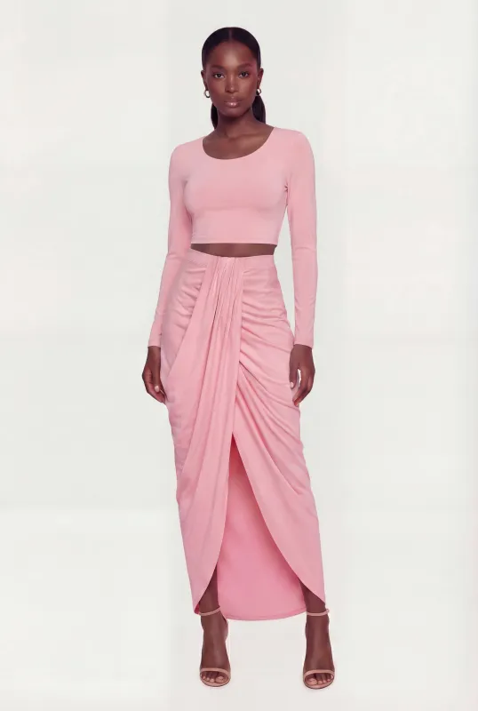 Ruched Tulip Hem Maxi Skirt sold by Rainbow