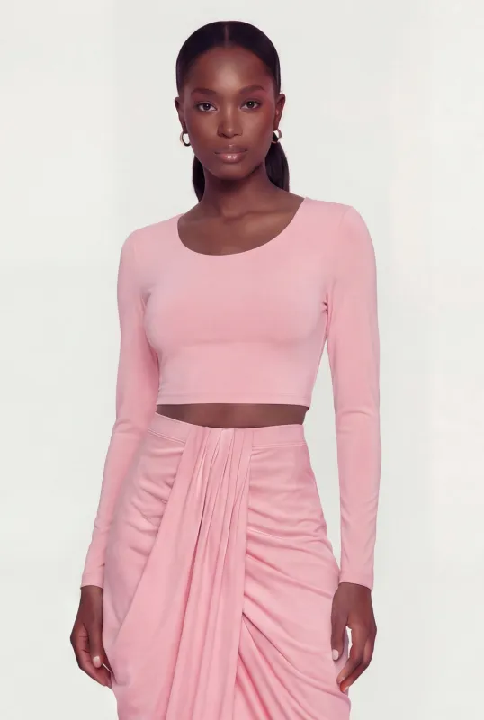 Long Sleeve Scoop Neck Crop Top sold by Rainbow