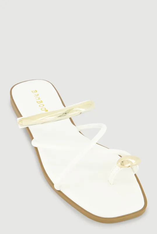 Criss Cross Band Metallic Detail Toe Loop Sandals sold by Rainbow