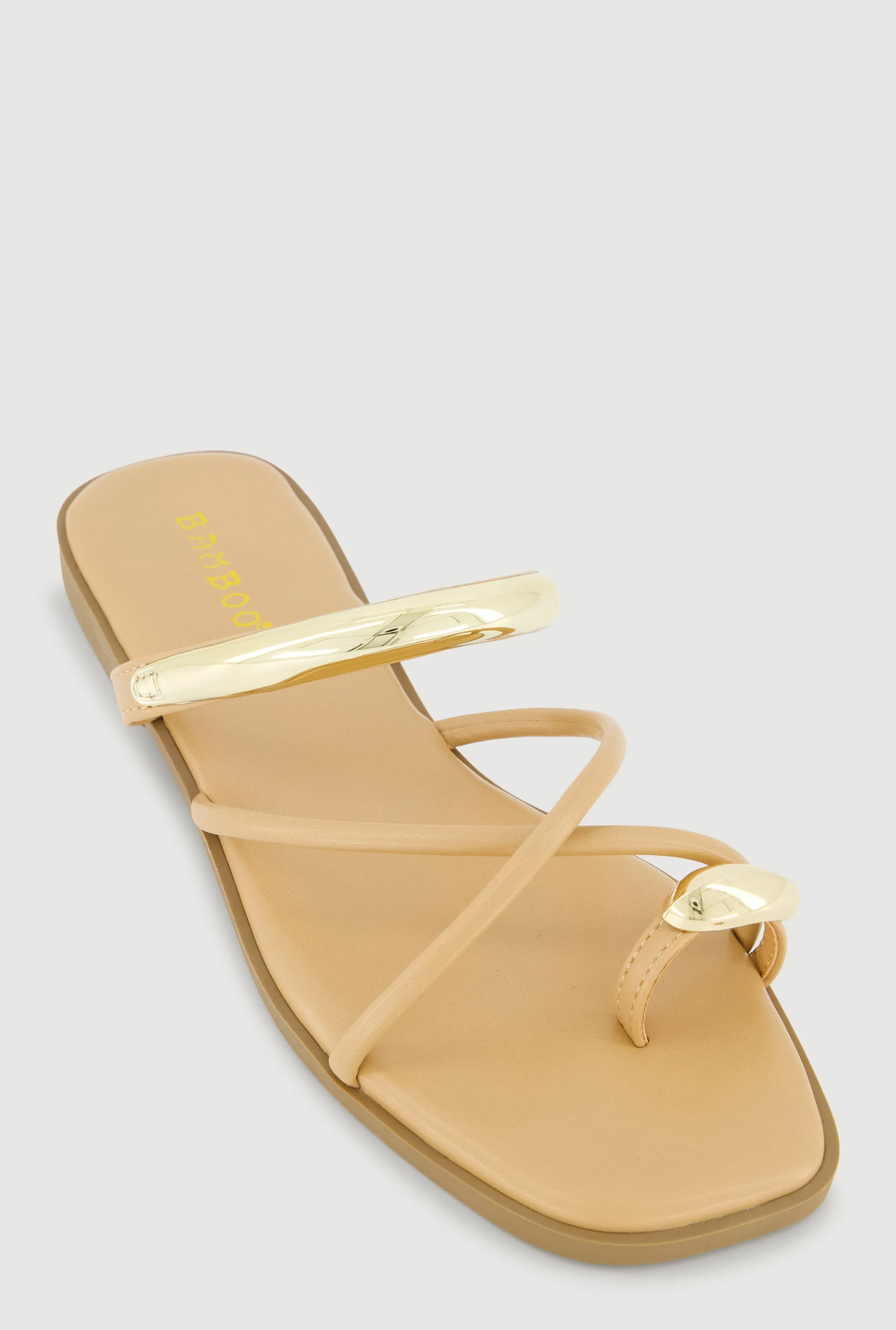 Criss Cross Band Metallic Detail Toe Loop Sandals sold by Rainbow