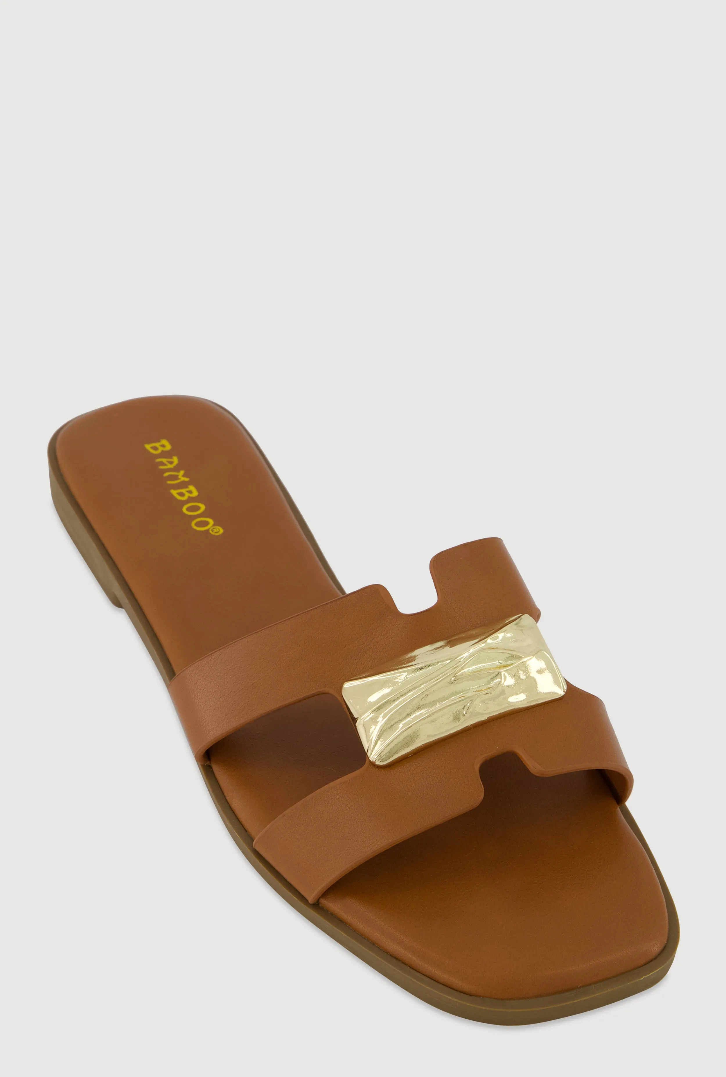 Metallic Pendant H Band Slide Sandals sold by Rainbow