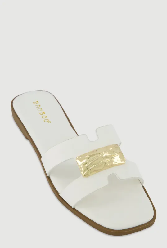 Metallic Pendant H Band Slide Sandals sold by Rainbow