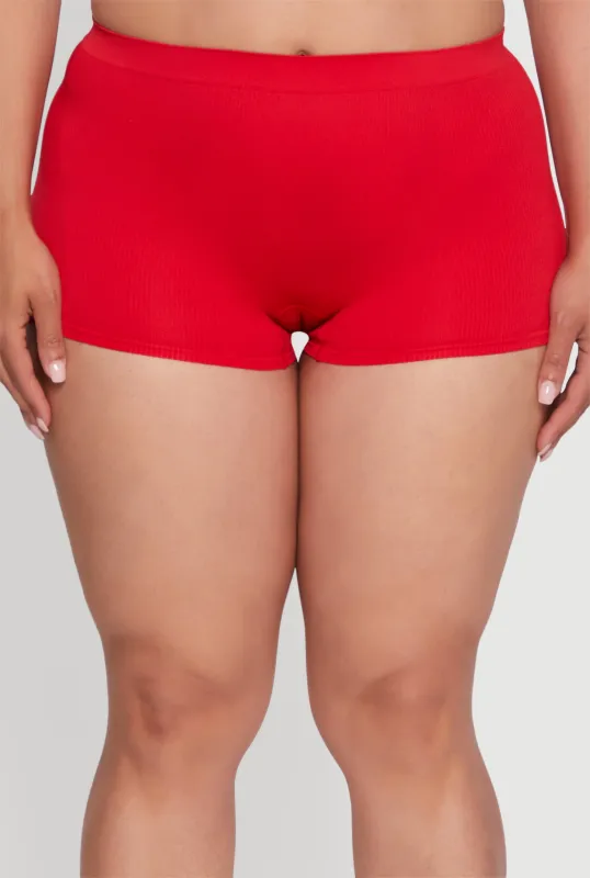 Plus Size Seamless Ribbed Knit Boyshot Panty sold by Rainbow