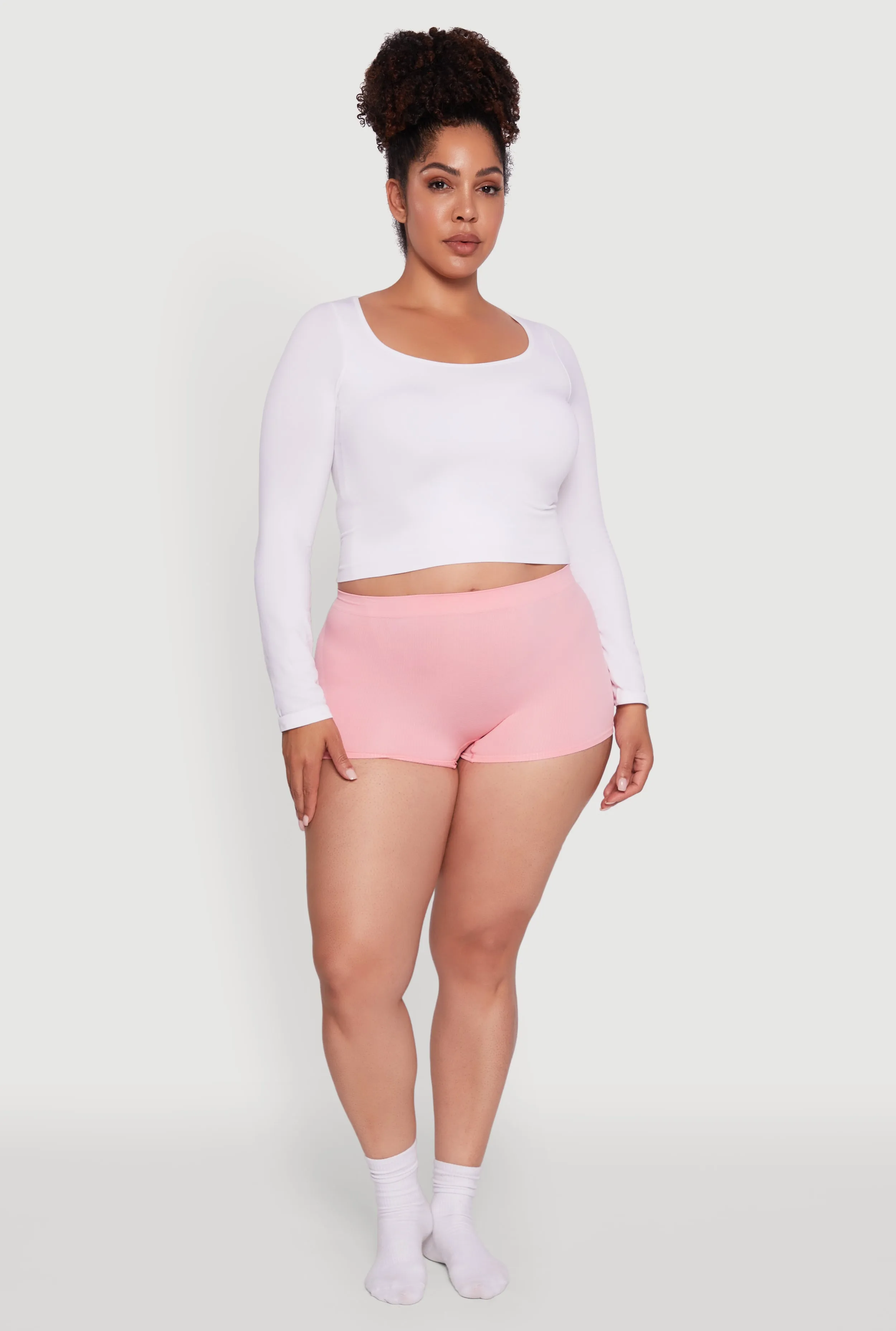 Plus Size Seamless Ribbed Knit Boyshot Panty sold by Rainbow product image thumbnail 3