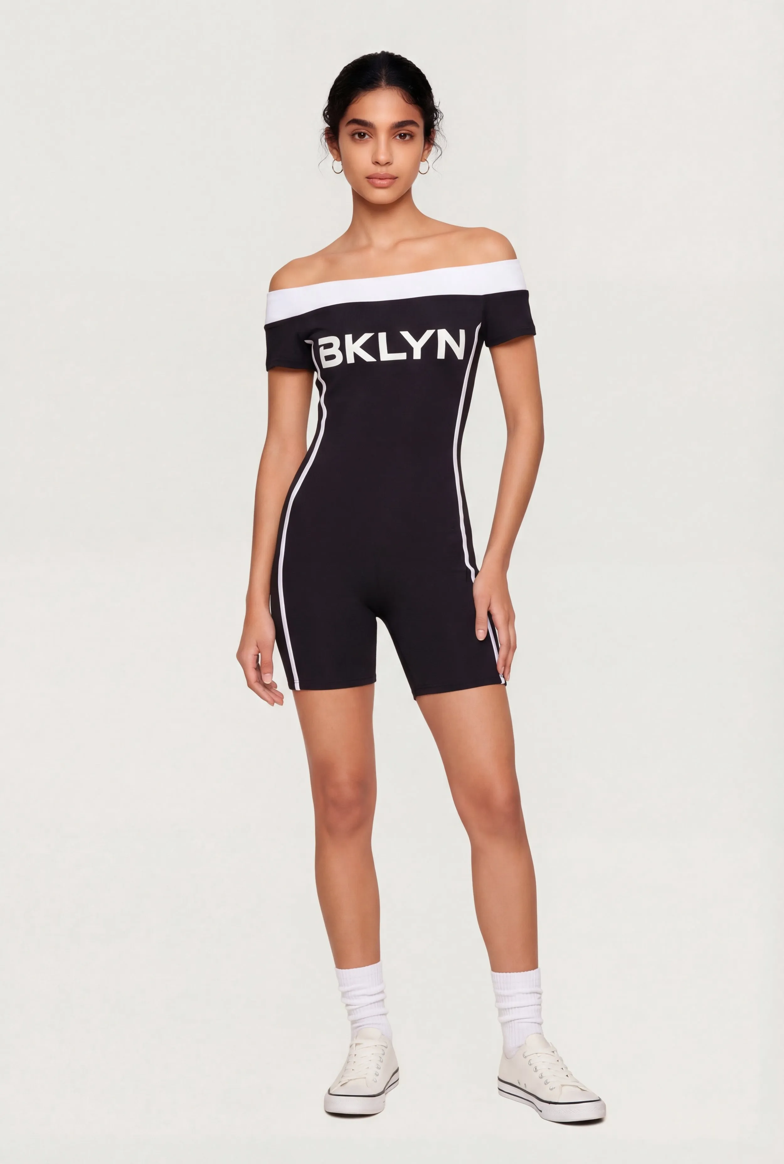 Off The Shoulder BKLYN Graphic Romper sold by Rainbow product image thumbnail 2