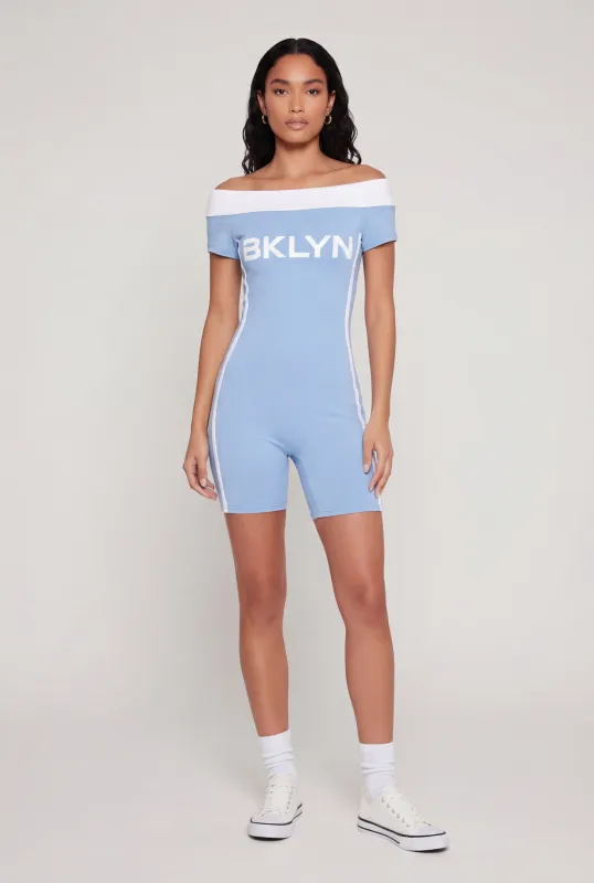 Off The Shoulder BKLYN Graphic Romper made by Rainbow