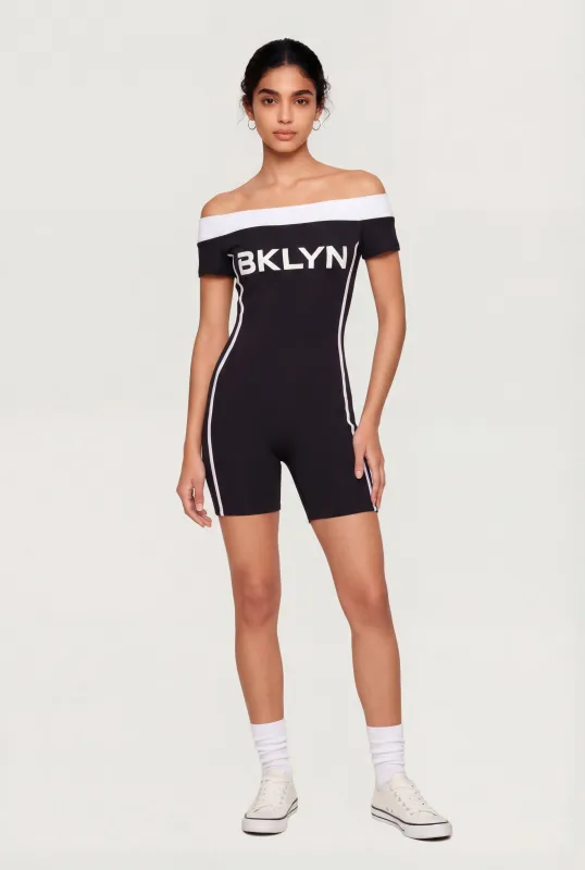 Off The Shoulder BKLYN Graphic Romper made by Rainbow