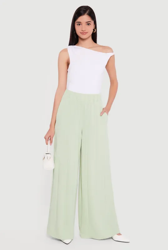 High Waisted Wide Leg Gauze Knit Pants sold by Rainbow