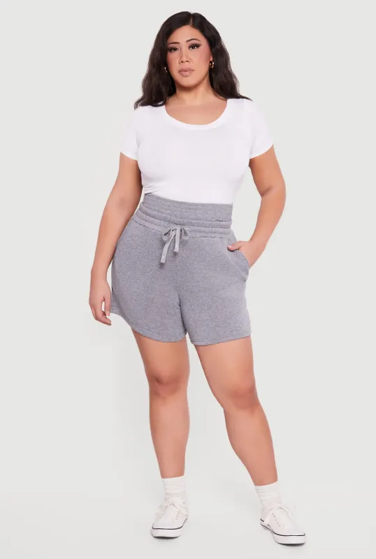 Plus Size Double Waisted Drawstring Sweatshorts sold by Rainbow