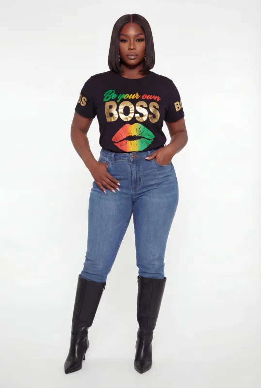 Plus Size Be Your Own Boss Lip Graphic Tee made by Rainbow