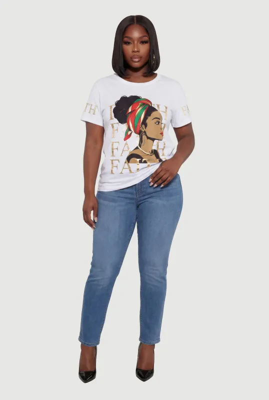 Plus Size Afro Girl Faith Graphic Tee sold by Rainbow
