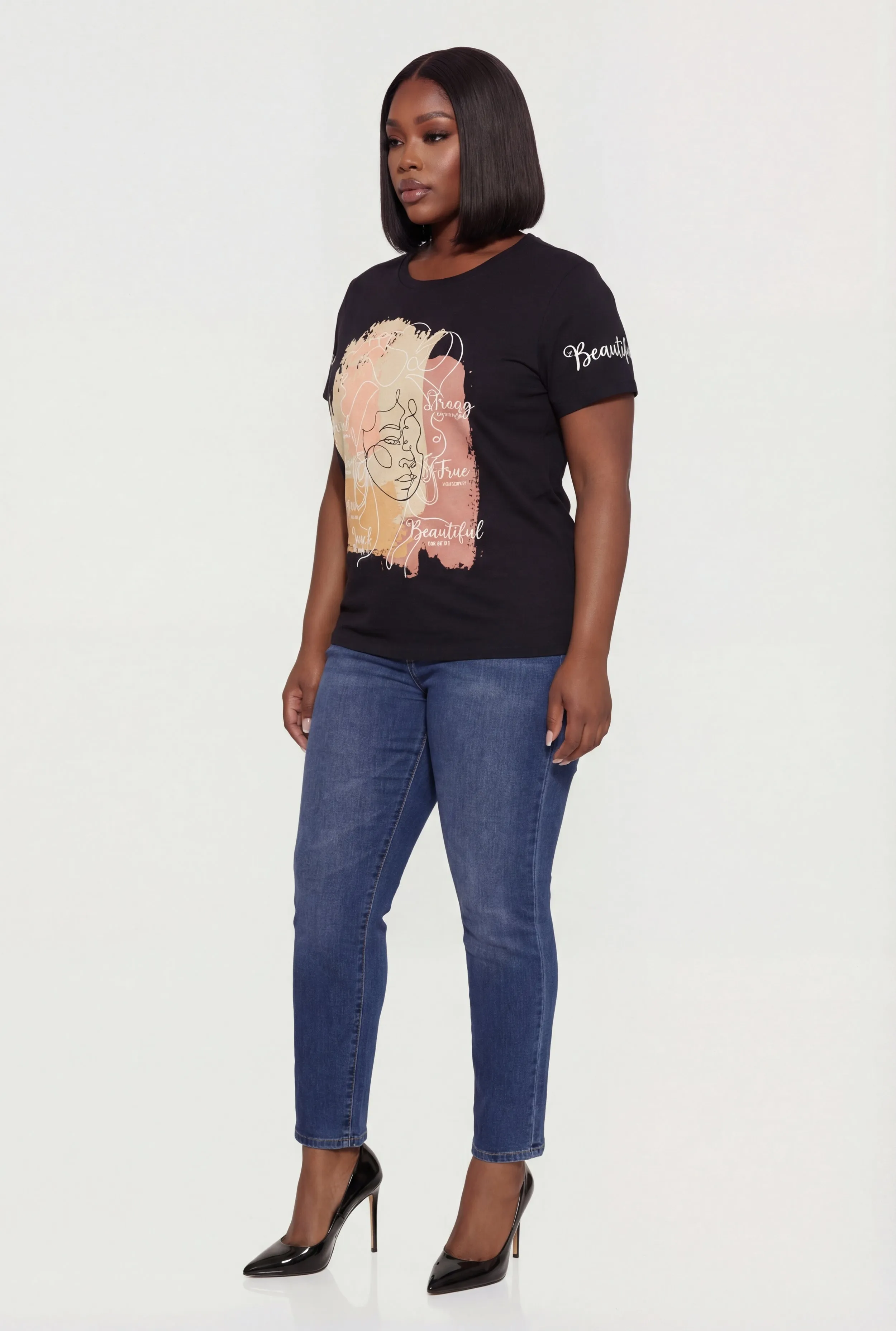 Plus Size Face Contour Graphic Tee sold by Rainbow product image thumbnail 3