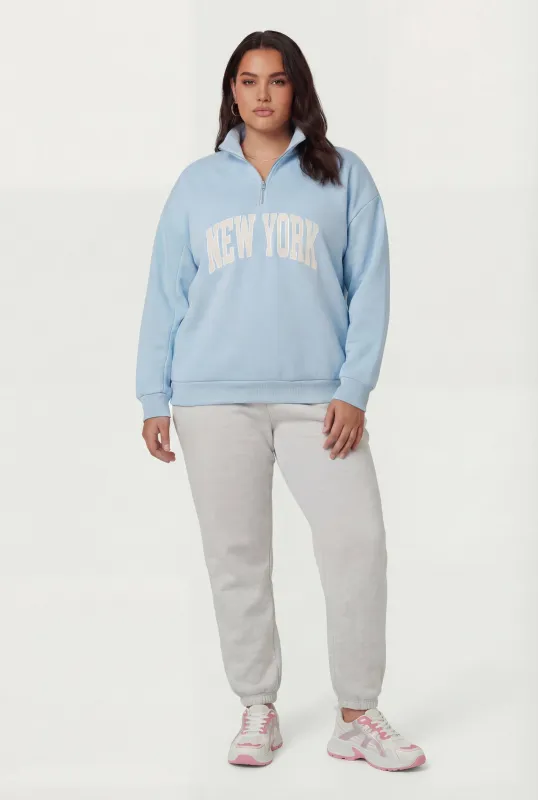 Plus Size New York Quarter Zip Sweatshirt sold by Rainbow