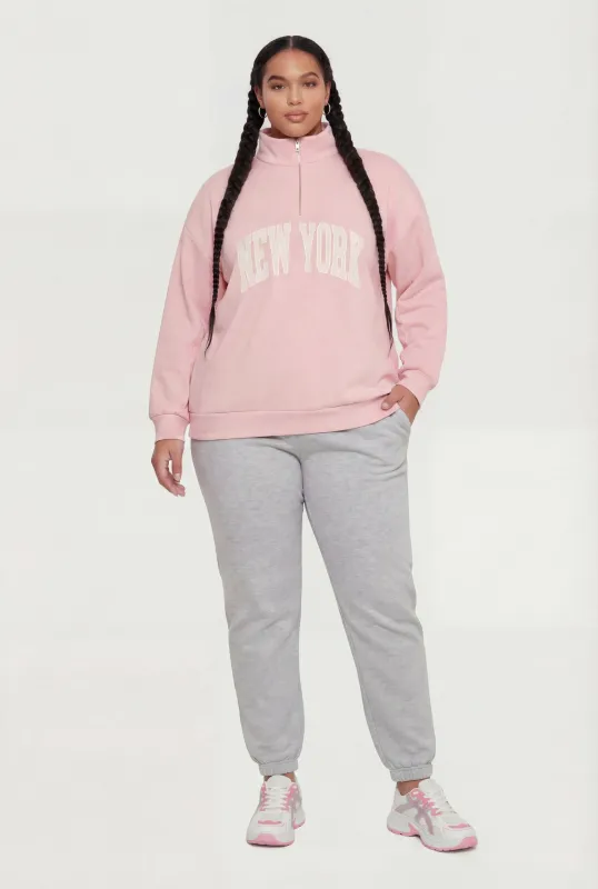 Plus Size New York Quarter Zip Sweatshirt sold by Rainbow
