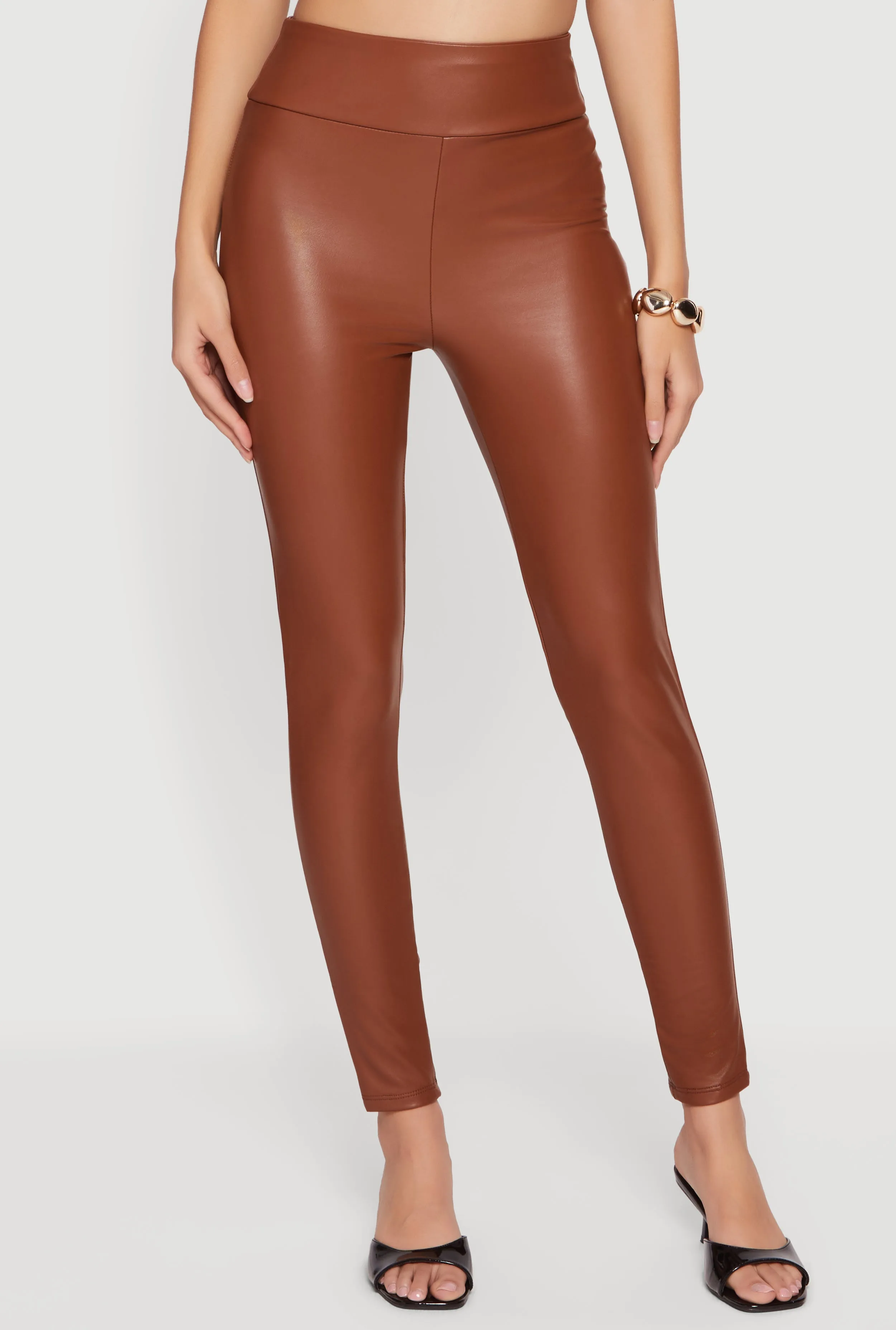 Faux Leather High Waisted Fleece Lined Leggings sold by Rainbow product image thumbnail 3