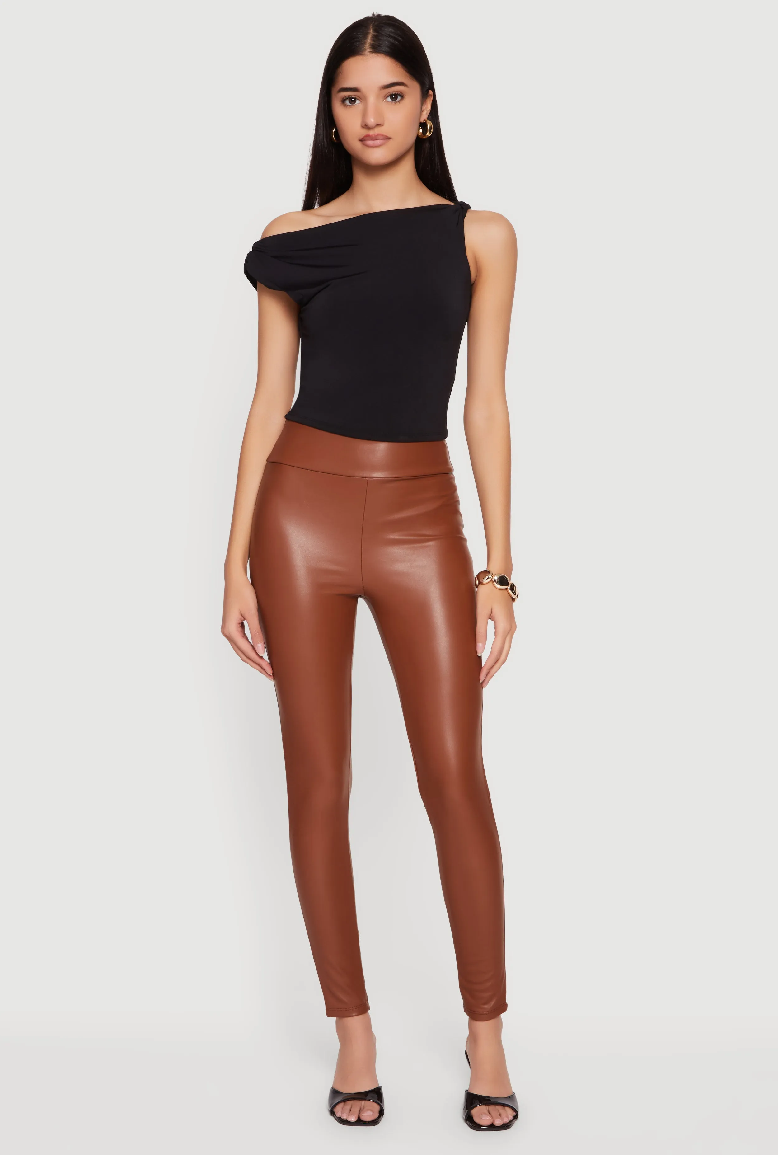 Faux Leather High Waisted Fleece Lined Leggings sold by Rainbow
