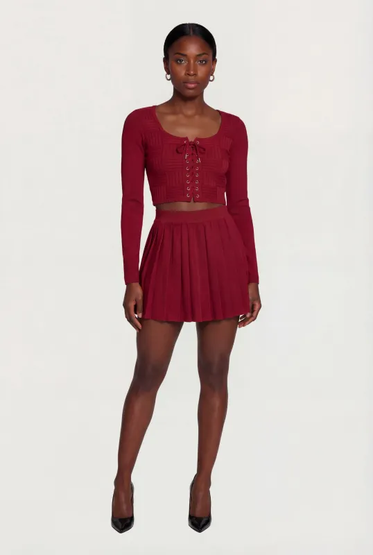 Solid Pleated Mini Skirt sold by Rainbow