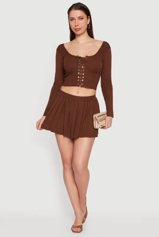 Solid Pleated Mini Skirt made by Rainbow