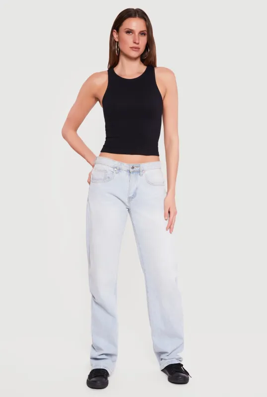 Seamless Rib Knit Racerback Crop Top sold by Rainbow