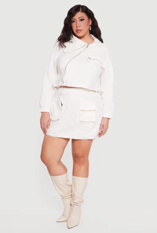 Plus Size Hunter Camo Drawstring Hem Cargo Mini Skirt made by Rainbow