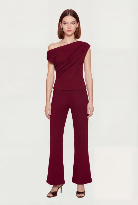 Textured Knit Flare Leg Pants made by Haute Monde