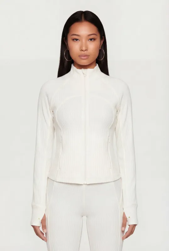 Brushed Knit Mock Neck Zip Front Sweatshirt made by Rainbow