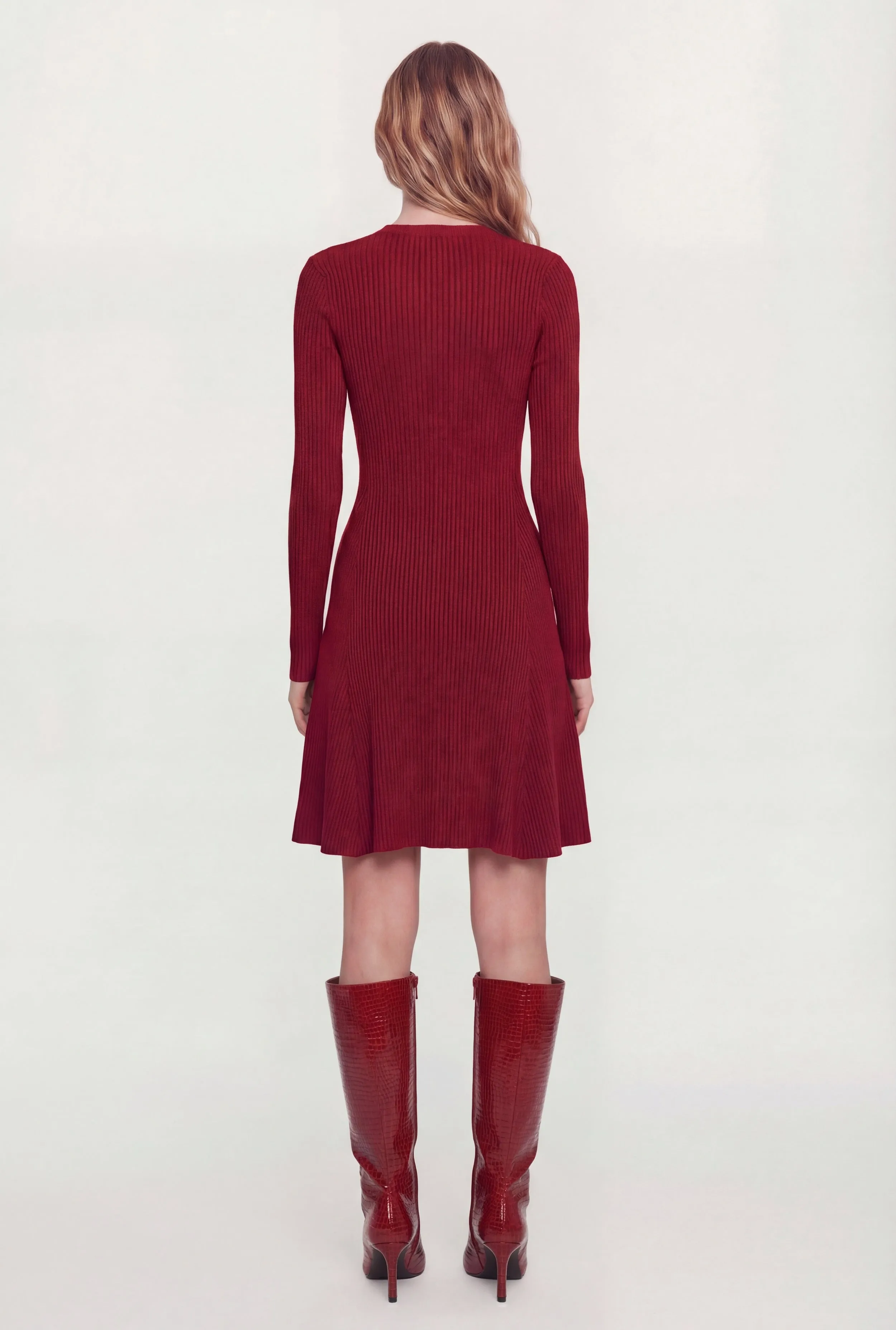 Rib Knit Long Sleeve Crew Neck Mini Sweater Dress sold by Rainbow product image thumbnail 3