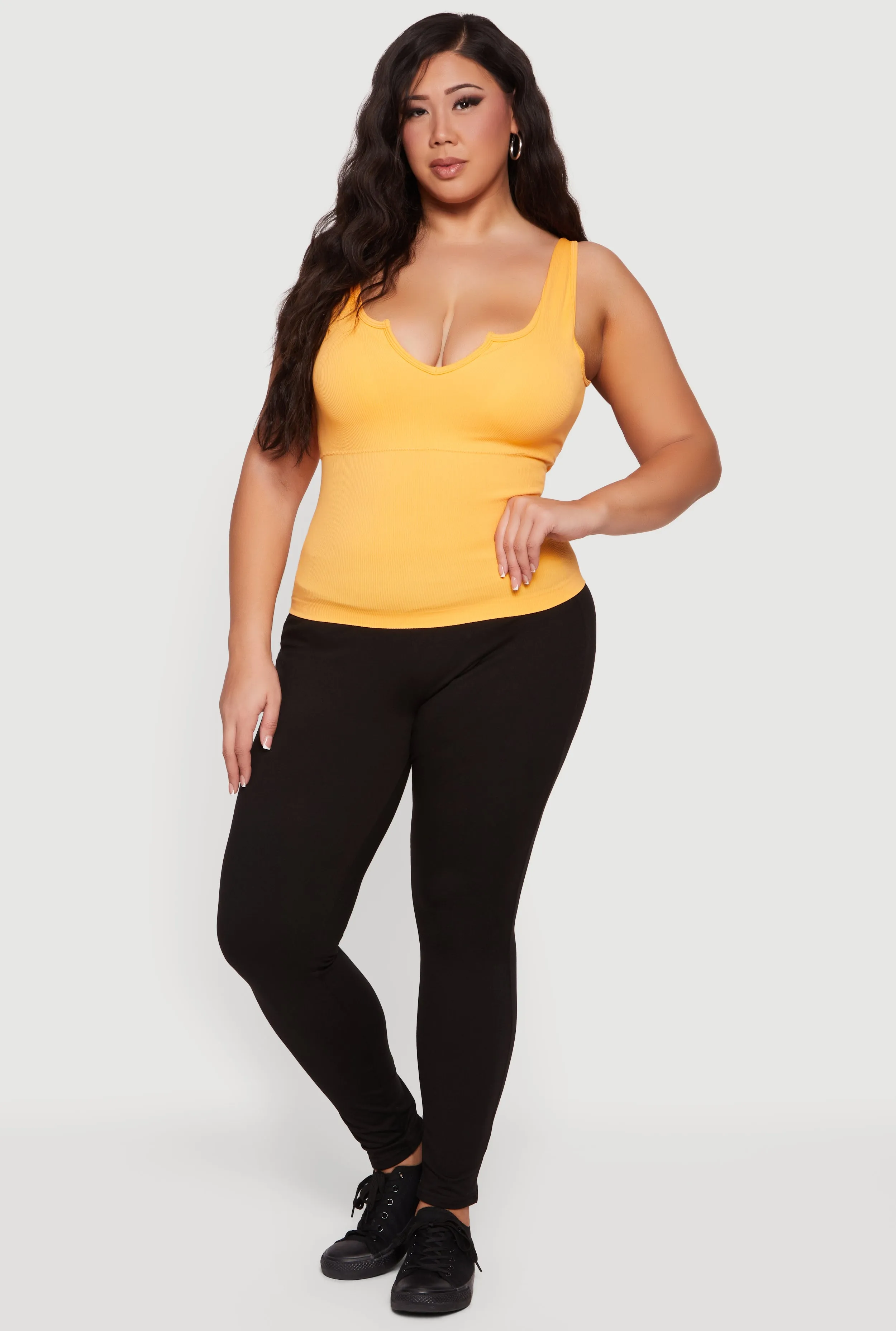 Plus Size Rib Knit Notch Neck Tank Top sold by Rainbow product image thumbnail 4