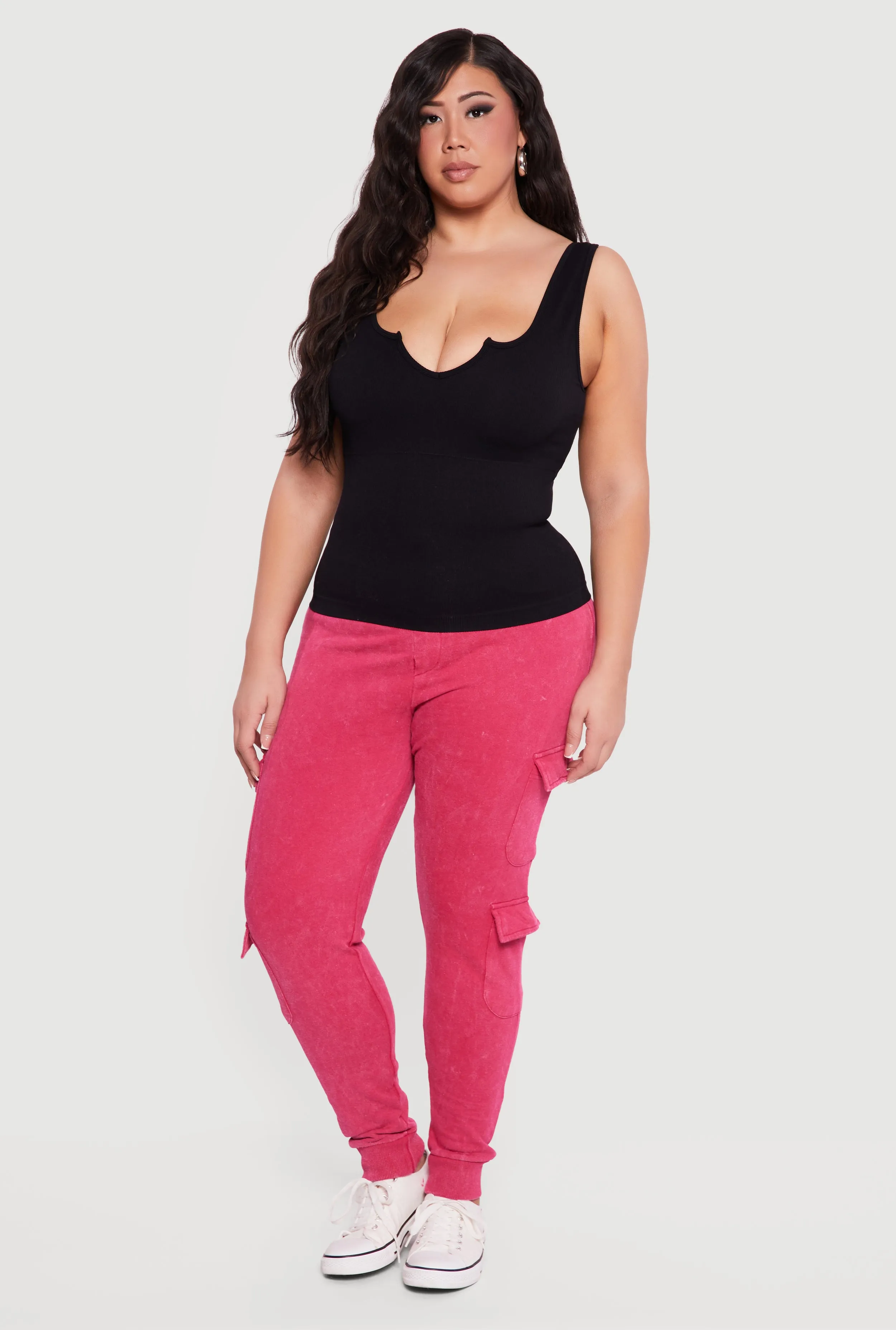 Plus Size Rib Knit Notch Neck Tank Top sold by Rainbow product image thumbnail 5