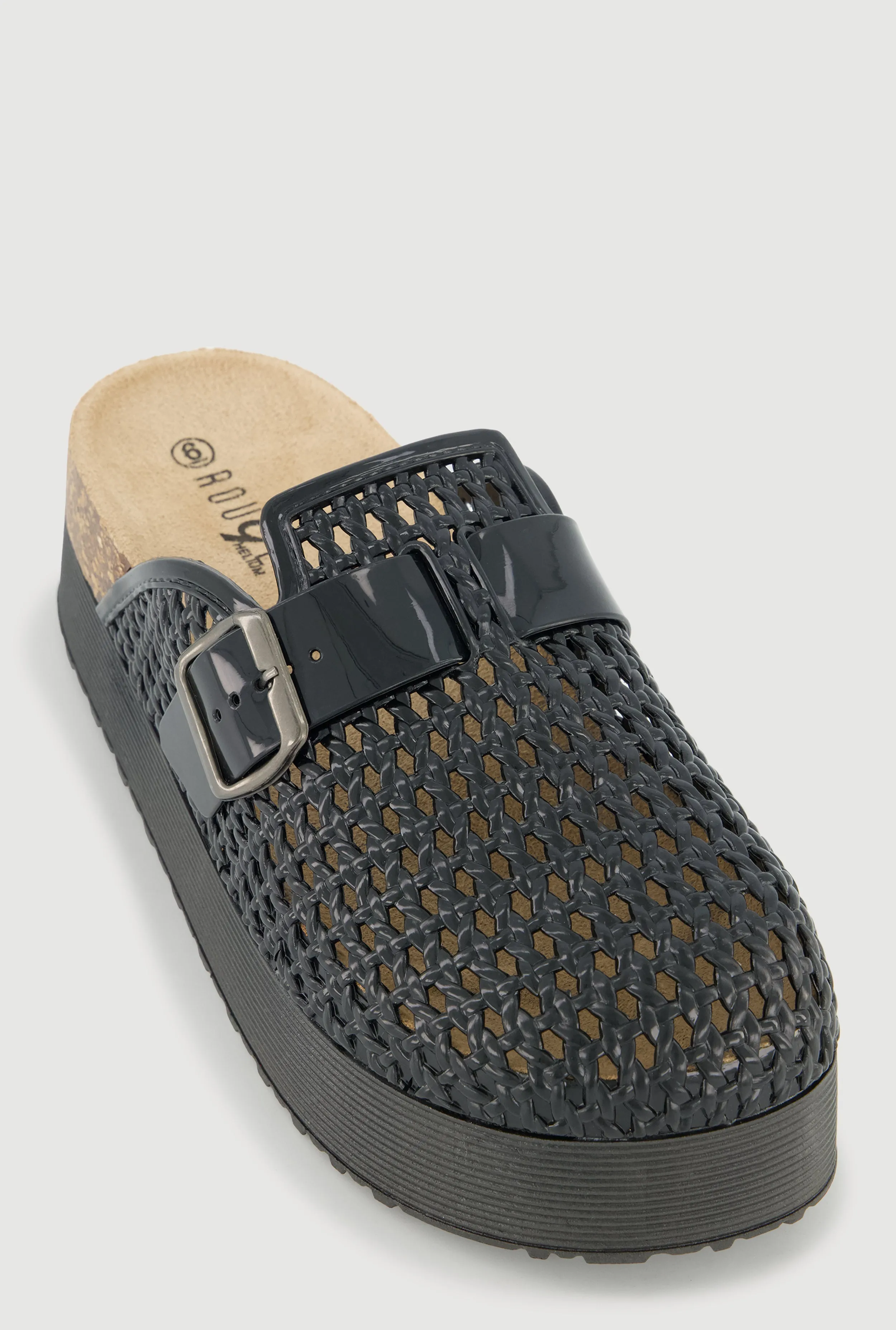 Jelly Buckle Detail Platform Footbed Clogs sold by Rainbow