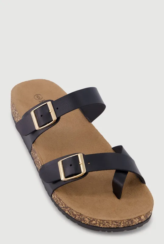 Double Buckle Toe Loop Footbed Sandals sold by Rainbow