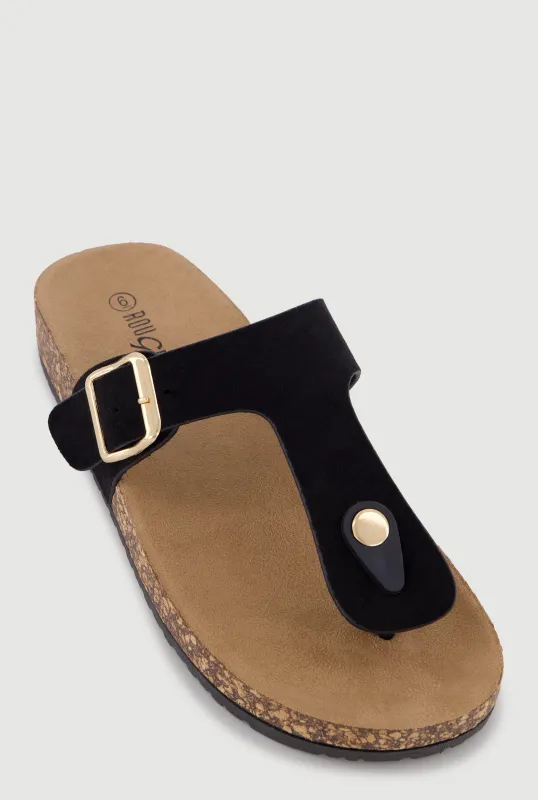Buckle Band Thong Footbed Sandals sold by Rainbow