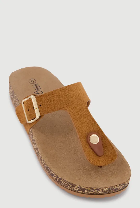 Buckle Band Thong Footbed Sandals sold by Rainbow