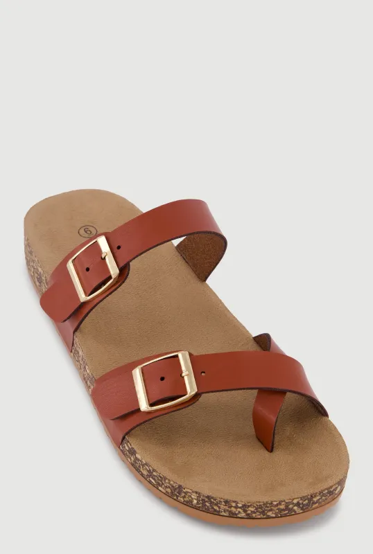 Double Buckle Toe Loop Footbed Sandals sold by Rainbow