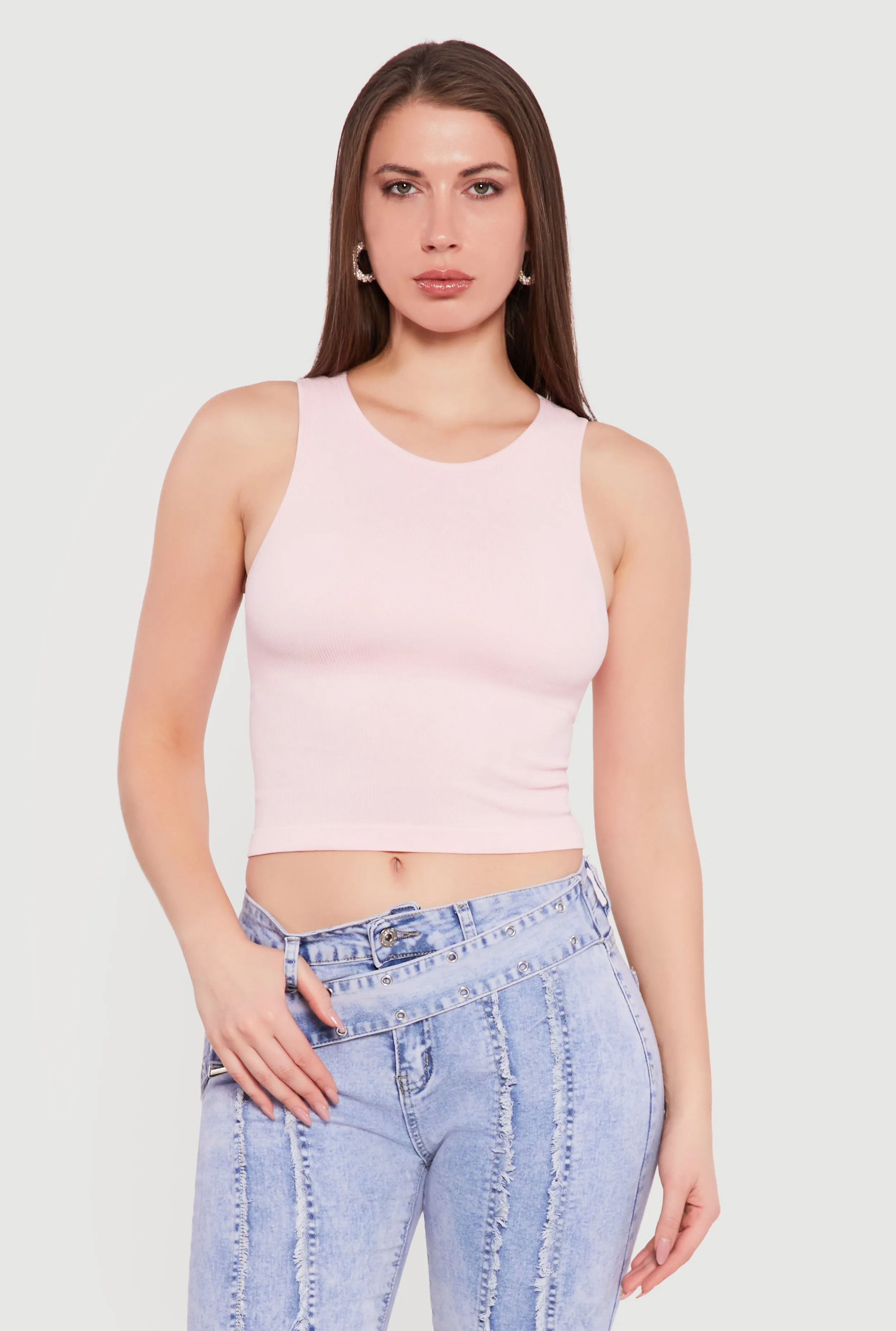 Seamless Rib Knit Racerback Crop Top sold by Rainbow product image thumbnail 2