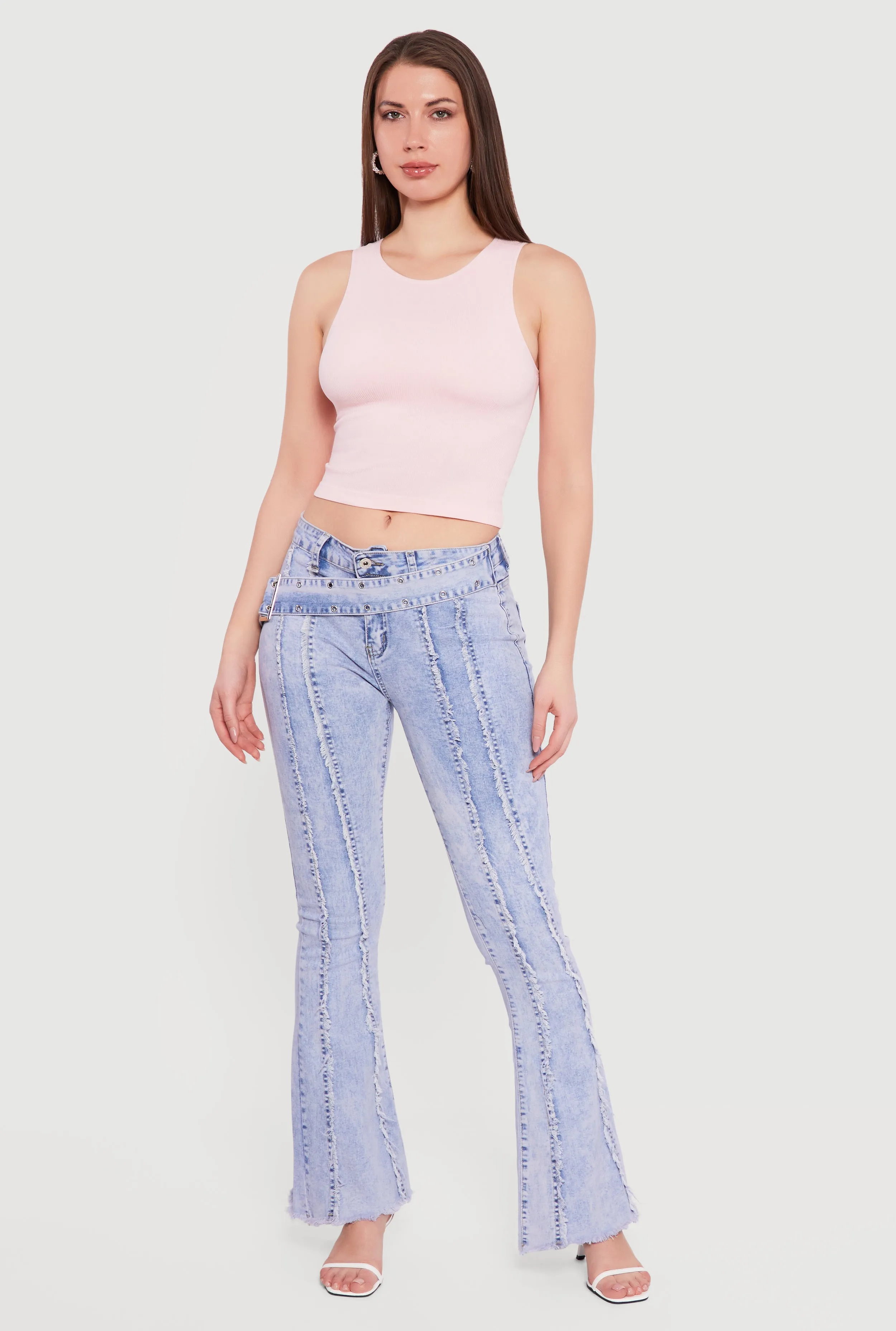 Seamless Rib Knit Racerback Crop Top sold by Rainbow