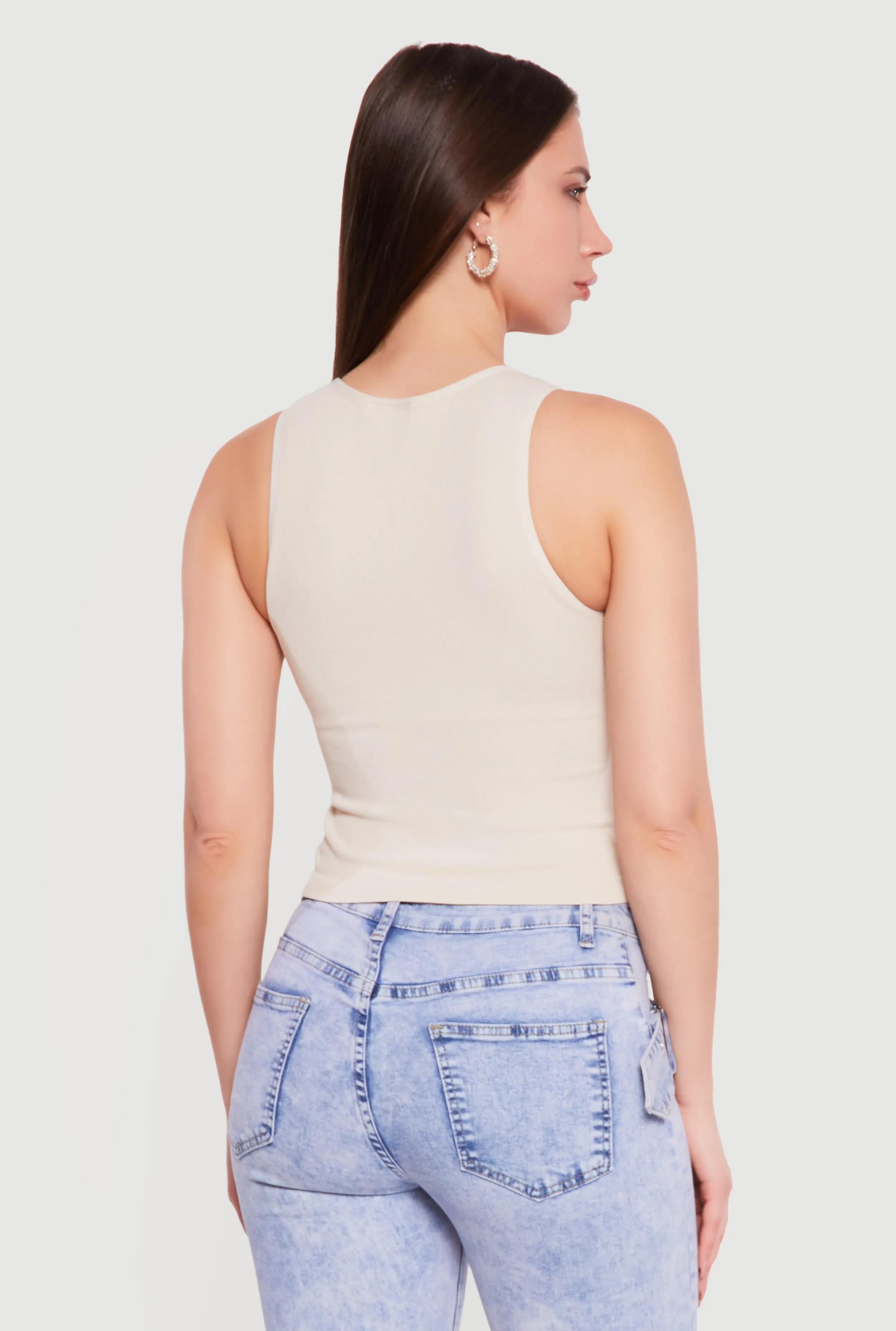 Seamless Rib Knit Racerback Crop Top sold by Rainbow product image thumbnail 5