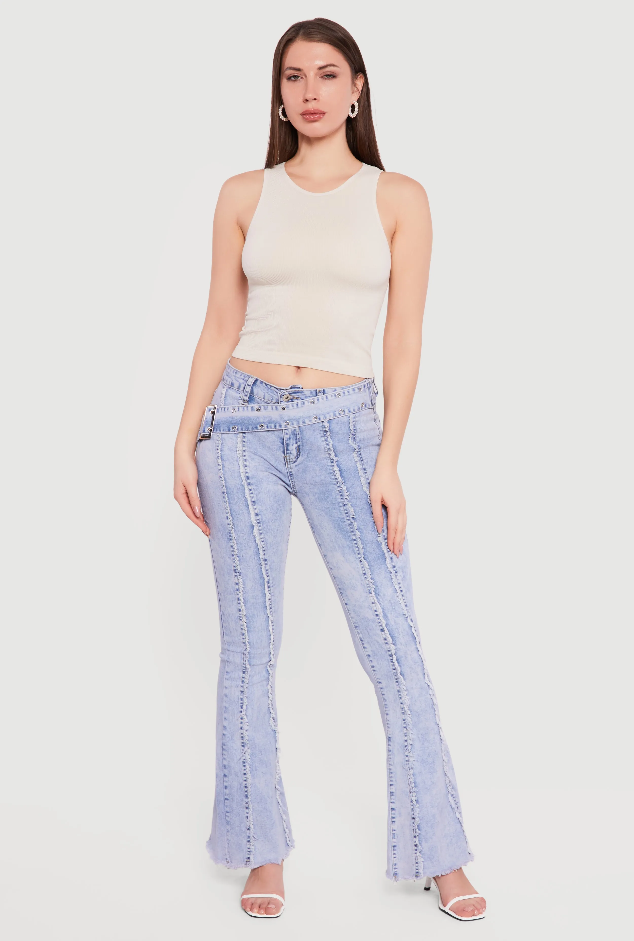 Seamless Rib Knit Racerback Crop Top sold by Rainbow