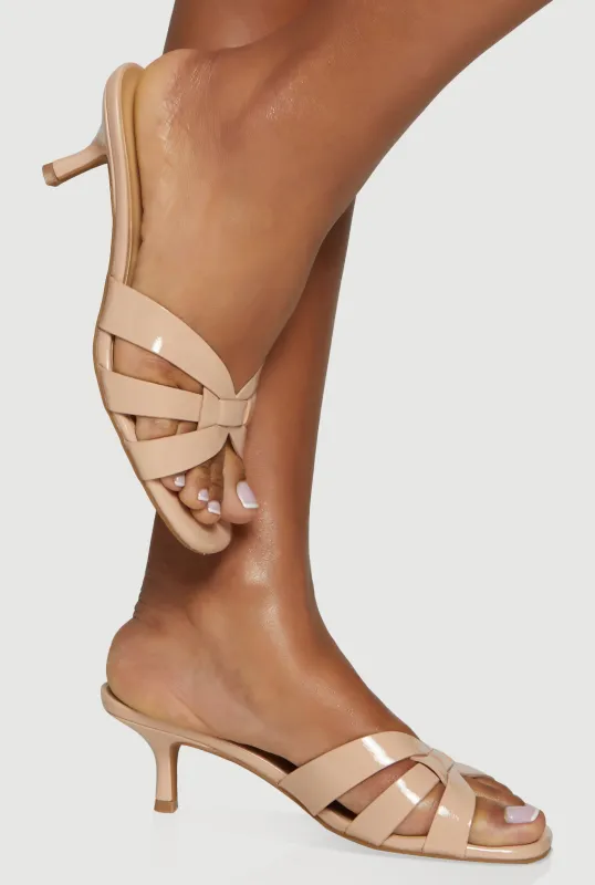 Woven Band Open Toe Mid Heel Sandals sold by Rainbow