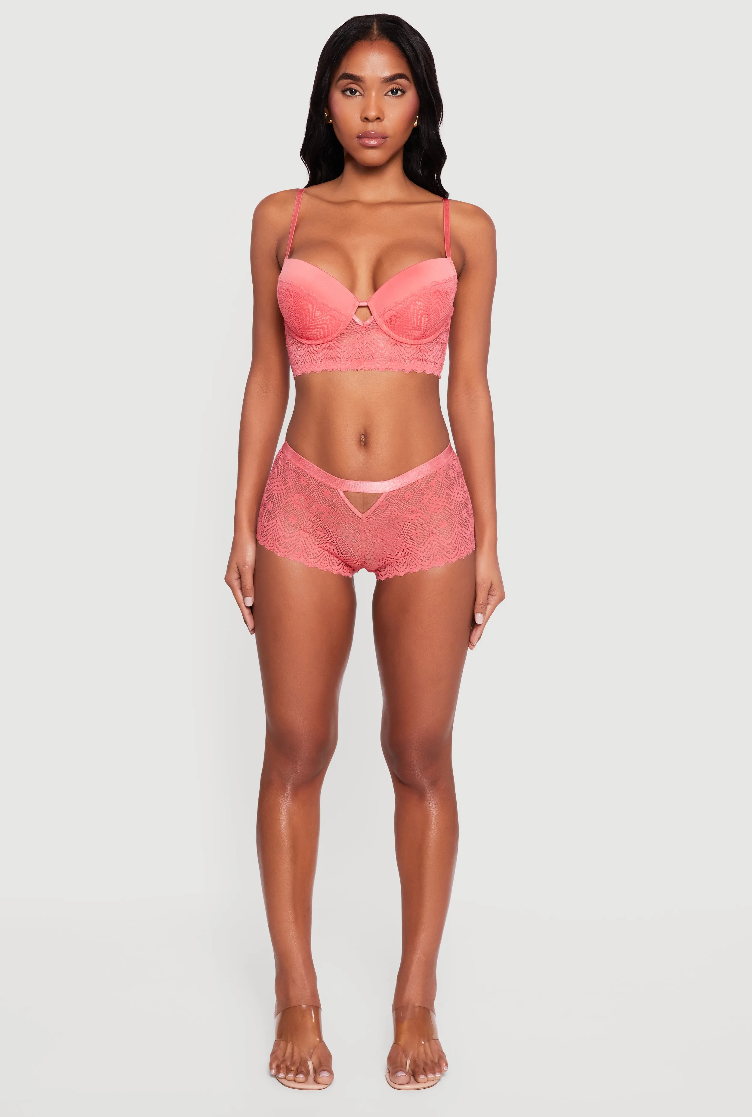 Lace Keyhole Front Longline Plunge Bra sold by Rainbow product image thumbnail 3