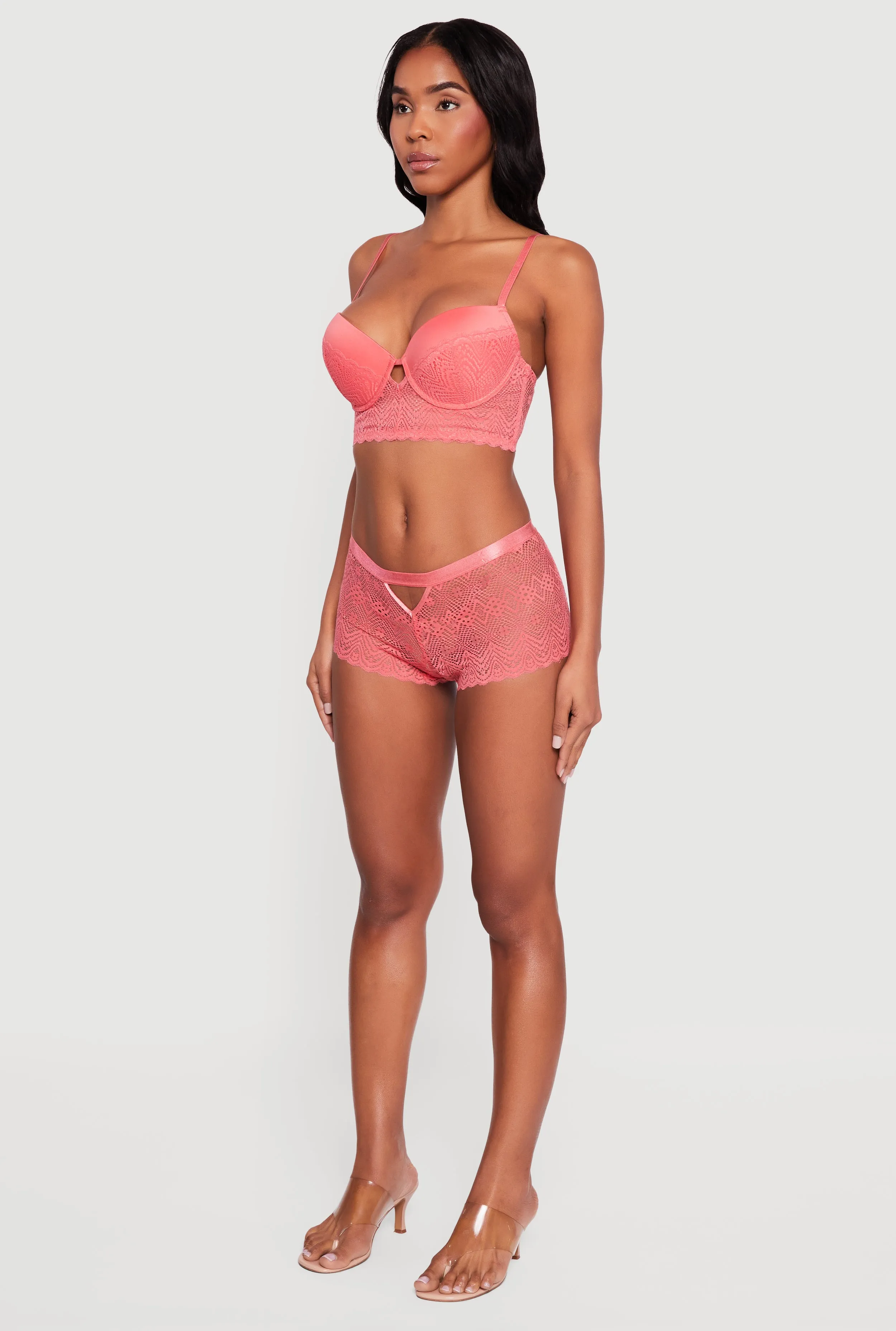 Lace Keyhole Front Longline Plunge Bra sold by Rainbow product image thumbnail 5