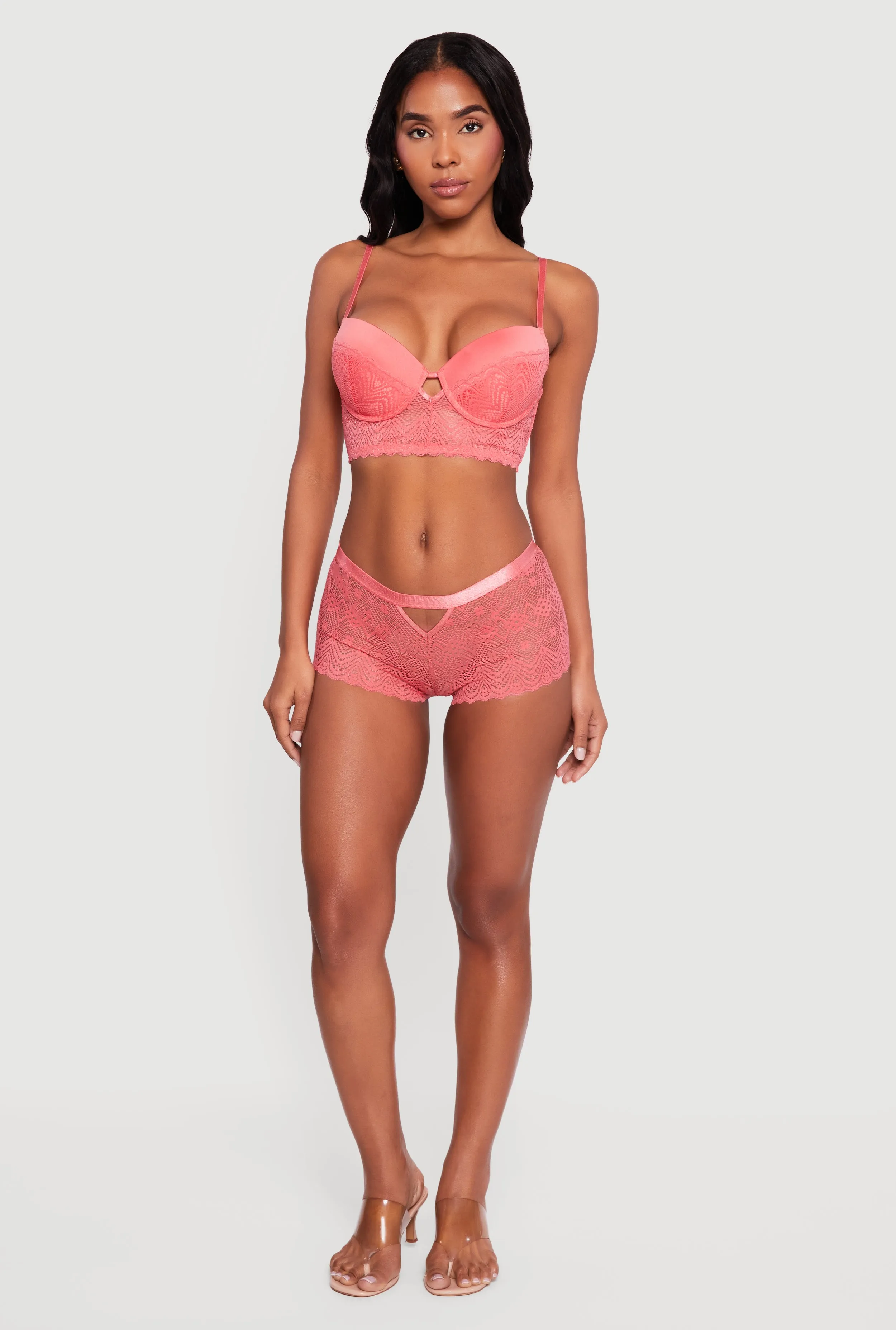 Lace Keyhole Front Longline Plunge Bra sold by Rainbow product image thumbnail 2