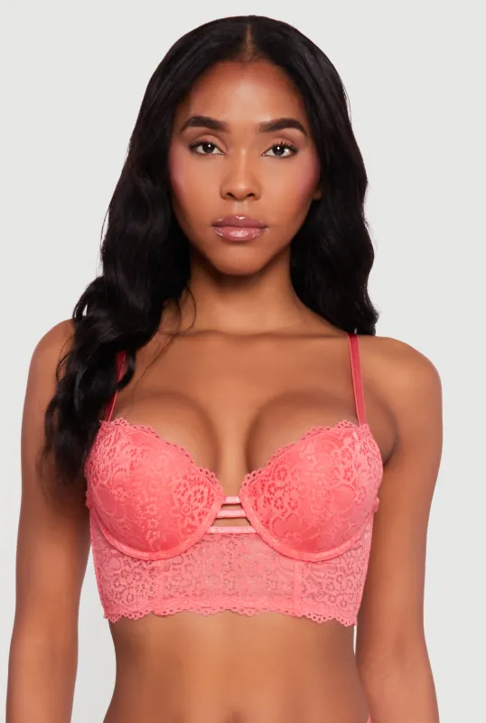 Trendy Caged Detail Plunge Longline Bra sold by Rainbow