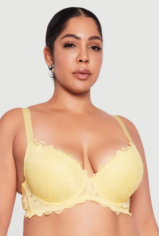 Plus Size Scalloped Floral Lace Plunge Bra sold by Rainbow